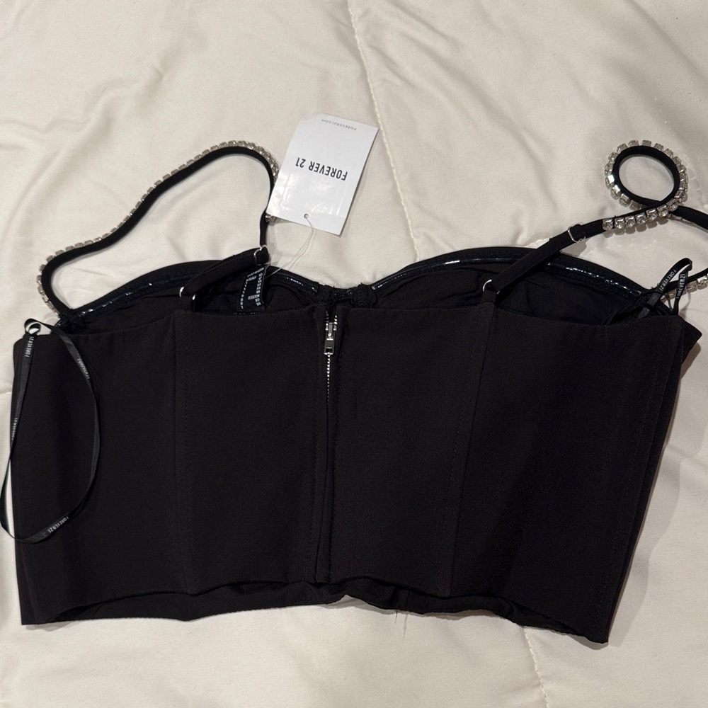 Forever 21 Black Rhinestone Embellished Crop Top - Picture 4 of 8